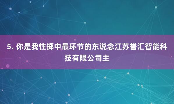 5. 你是我性掷中最环节的东说念江苏誉汇智能科技有限公司主